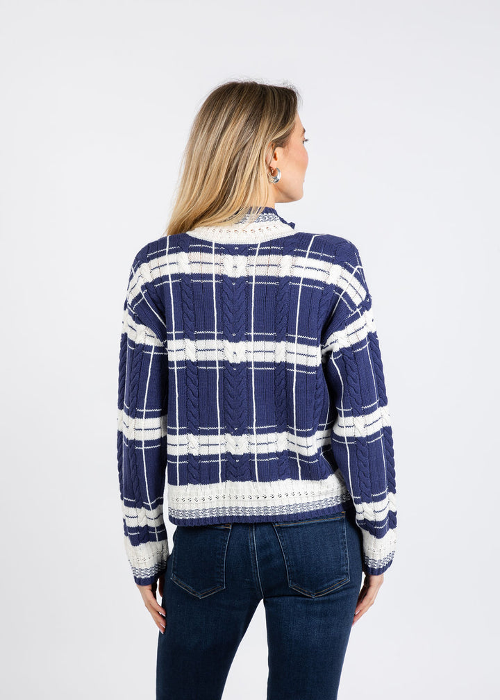 BK Eden Specialty Stitch Bomber Jacket in Blue/Multi available at Barbara Katz