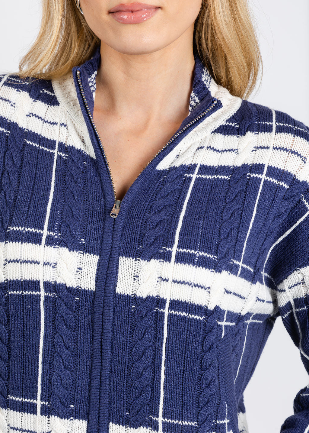 BK Eden Specialty Stitch Bomber Jacket in Blue/Multi available at Barbara Katz