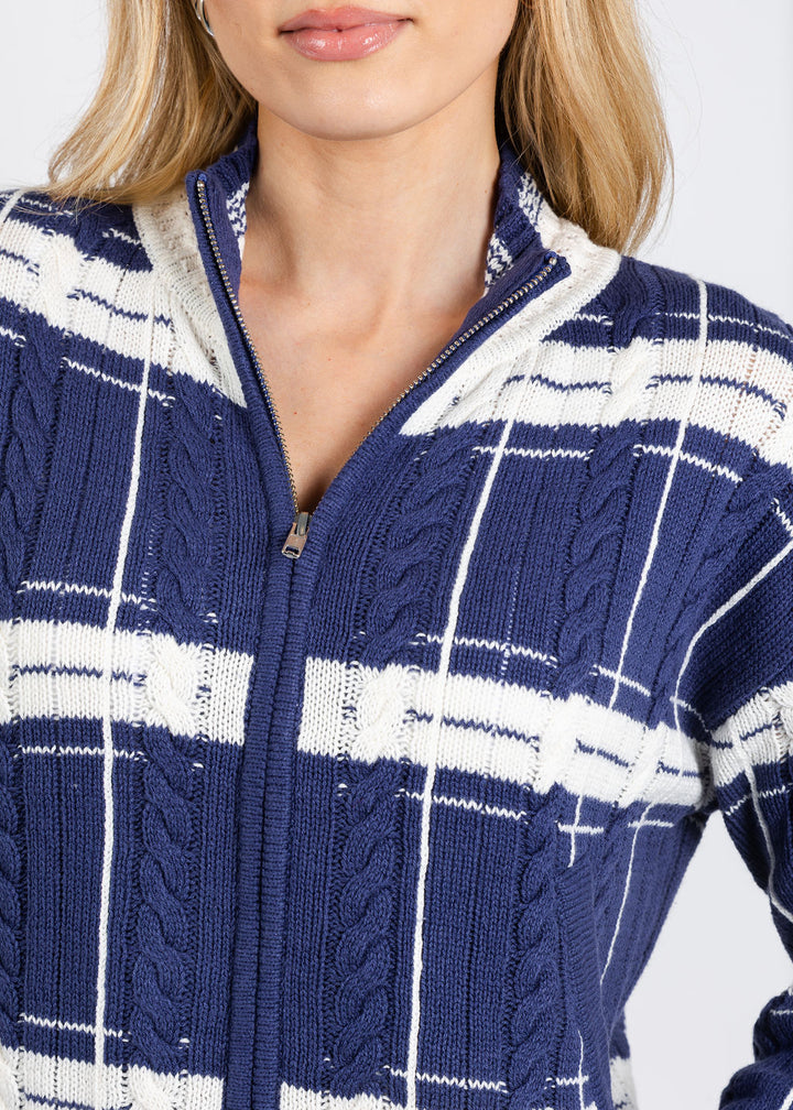 BK Eden Specialty Stitch Bomber Jacket in Blue/Multi available at Barbara Katz