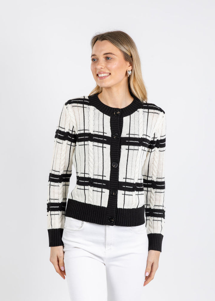 BK Eden Specialty Stitch Cardigan in Ivory/Multi available at Barbara Katz