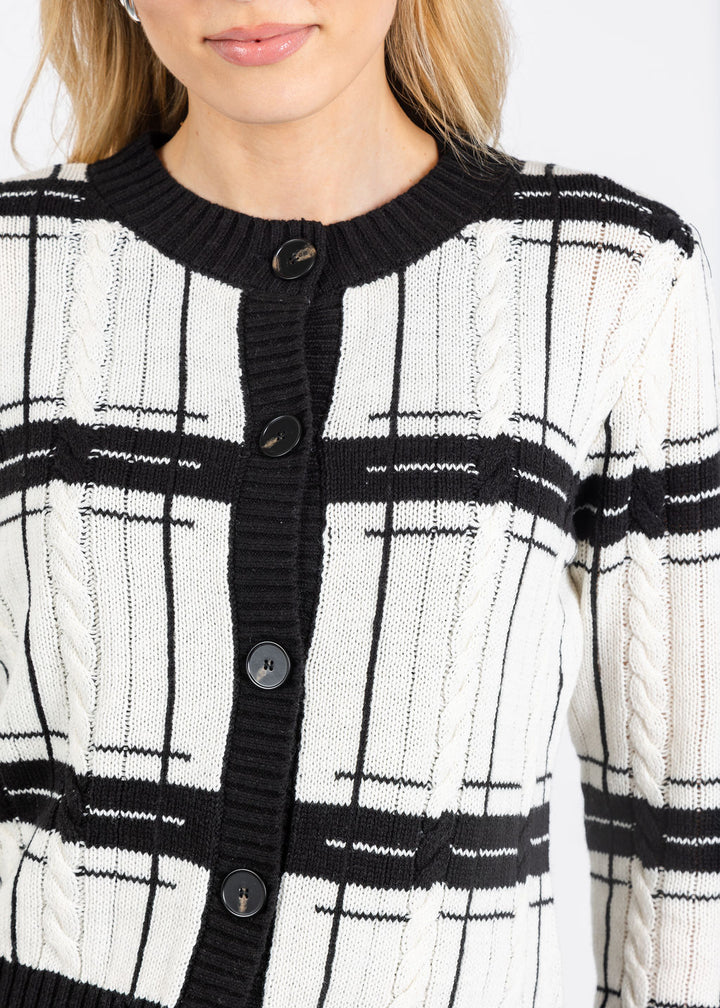 BK Eden Specialty Stitch Cardigan in Ivory/Multi available at Barbara Katz