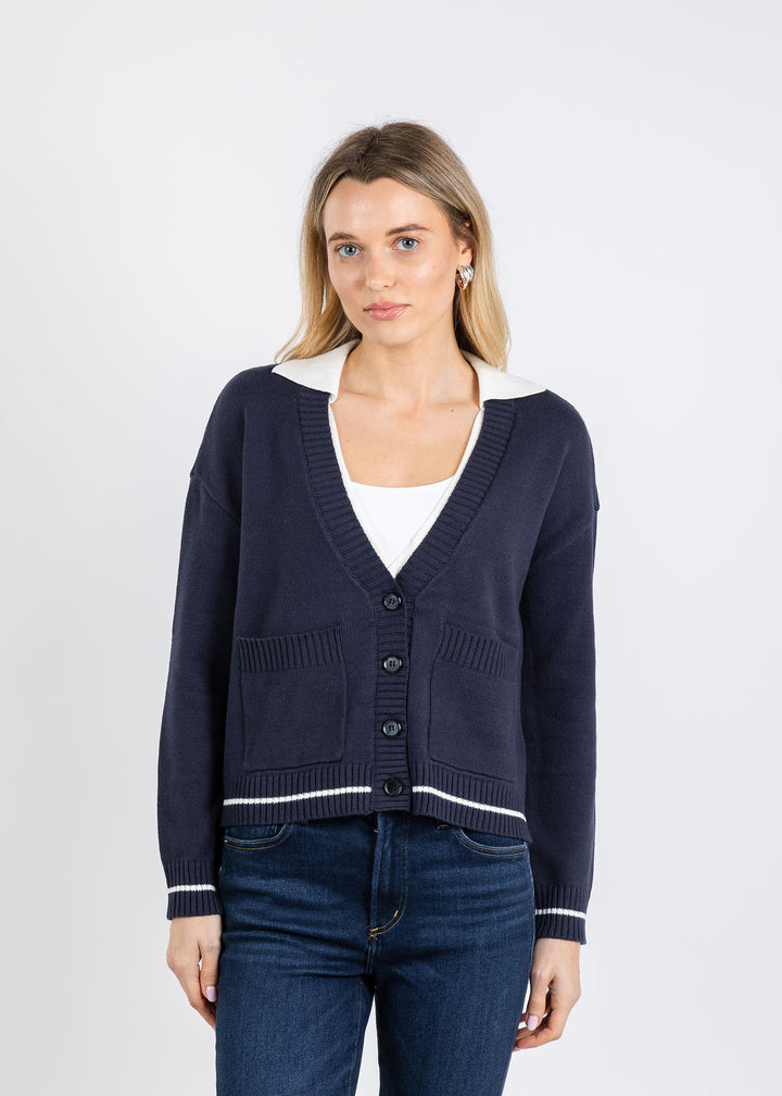 BK Franki Collared Twofor Cardigan in Navy available at Barbara Katz