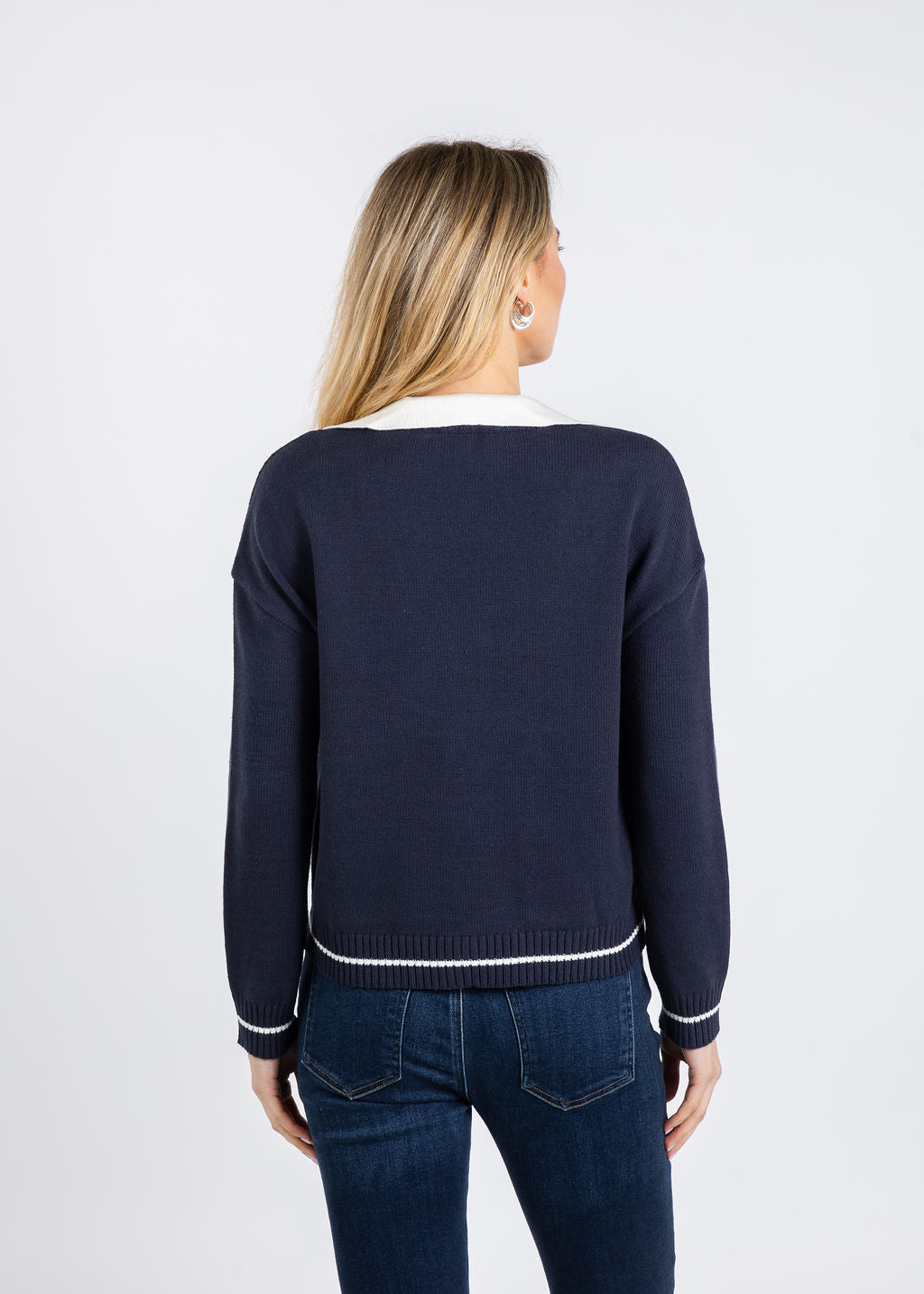 BK Franki Collared Twofor Cardigan in Navy available at Barbara Katz