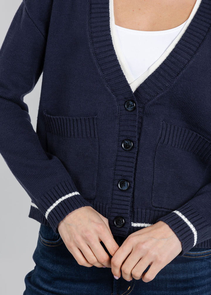 BK Franki Collared Twofor Cardigan in Navy available at Barbara Katz
