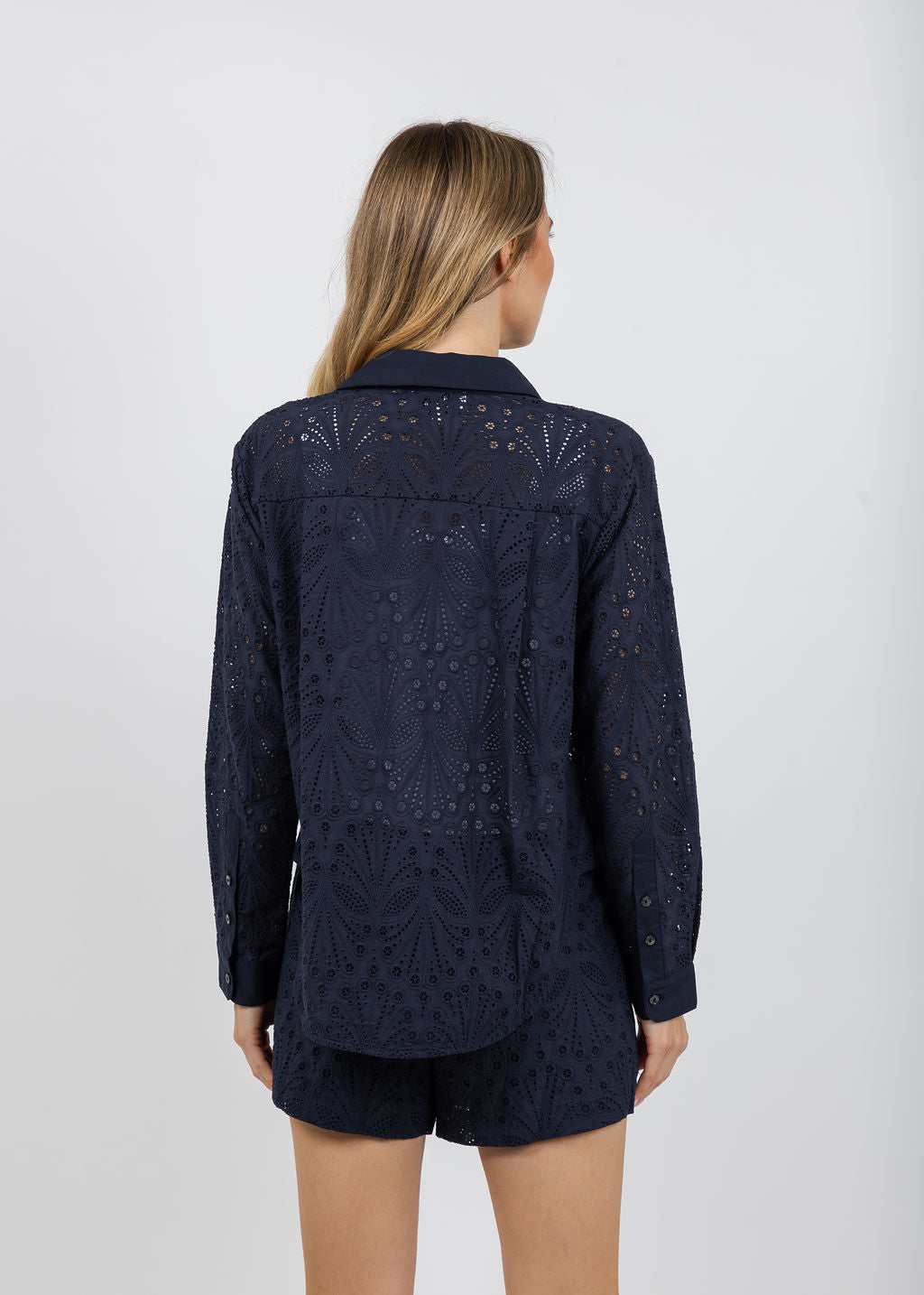 BK Gia Lace Blouse in Indigo available at Barbara Katz