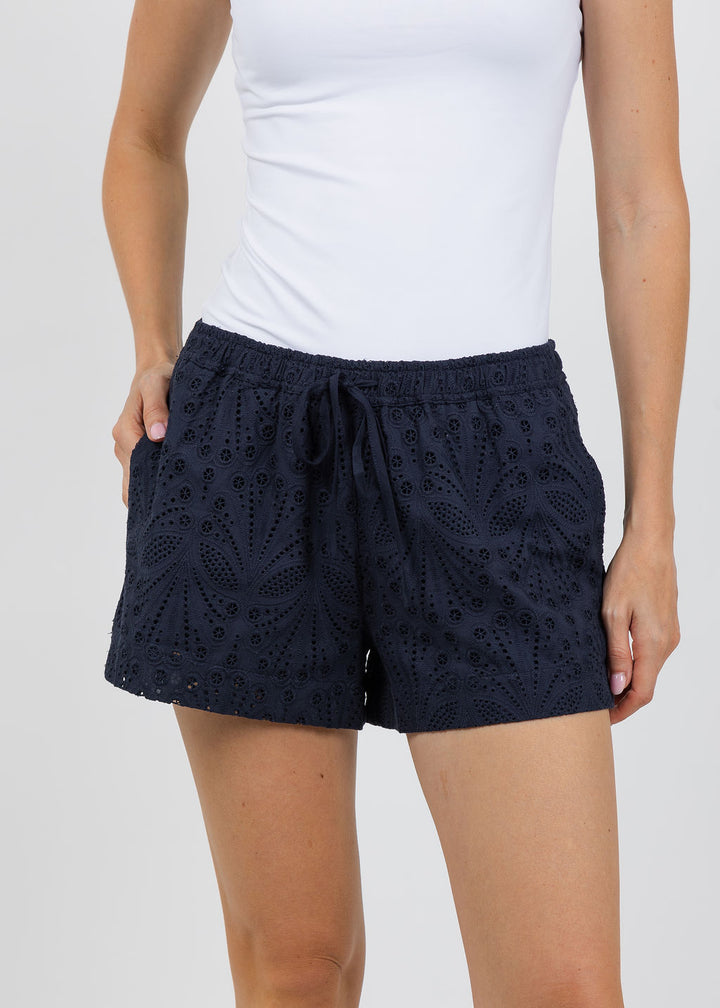 BK Gia Lace Shorts in Indigo available at Barbara Katz