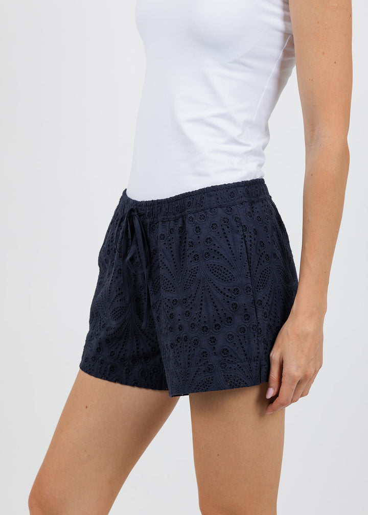 BK Gia Lace Shorts in Indigo available at Barbara Katz