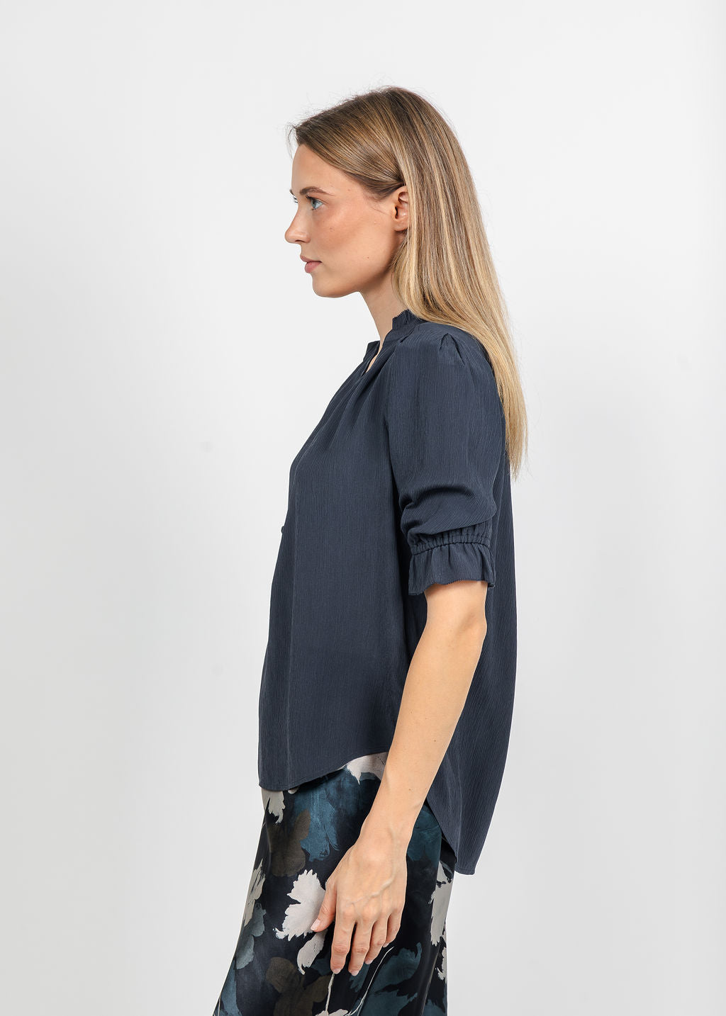 BK Go Evermore Blouse in Navy available at Barbara Katz