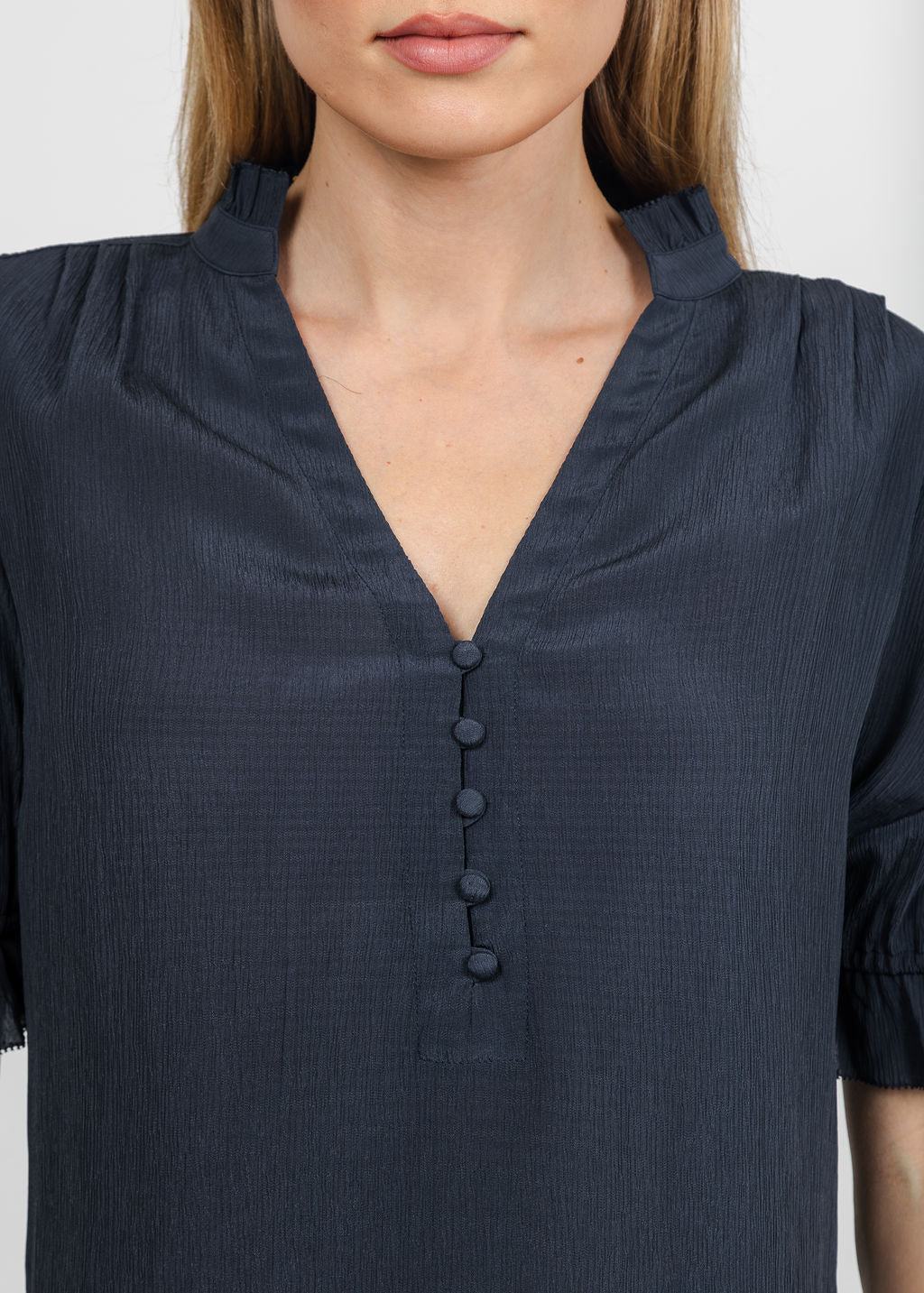 BK Go Evermore Blouse in Navy available at Barbara Katz