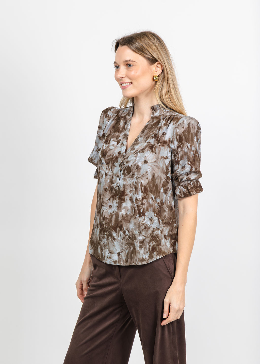 BK Go Evermore Printed Blouse in Hazy Day available at Barbara Katz