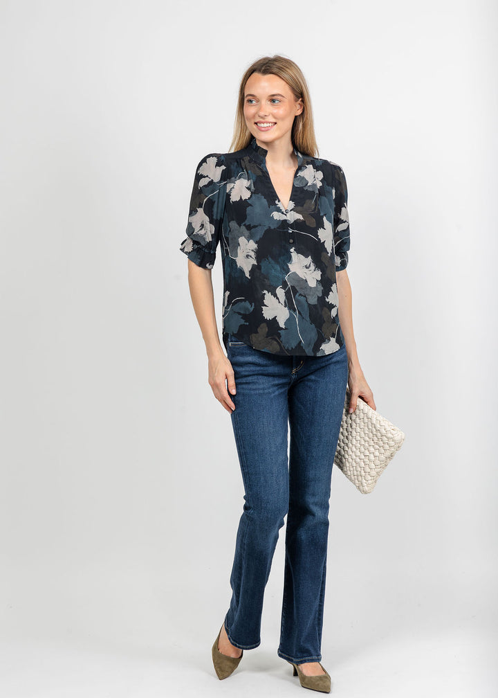 BK Go Evermore Printed Blouse in Midnight Moon available at Barbara Katz