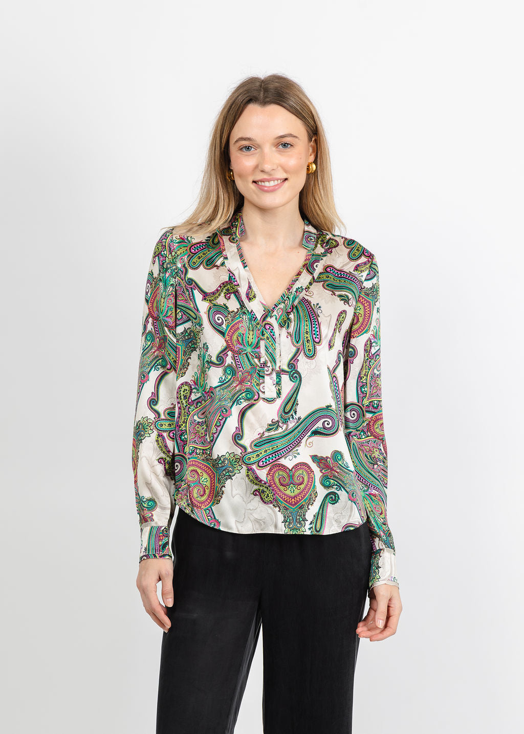 BK Go Fit To Be Styled Printed Top in Paisley Bliss available at Barbara Katz