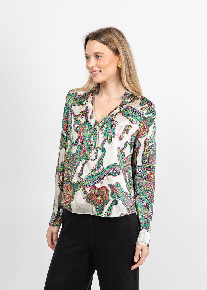 BK Go Fit To Be Styled Printed Top in Paisley Bliss available at Barbara Katz