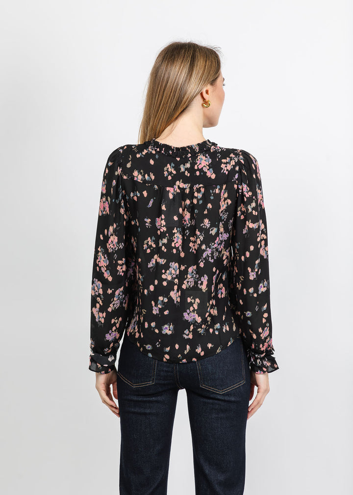 BK Go Get Ready Ruffle Print Shirt in Petal Toss available at Barbara Katz