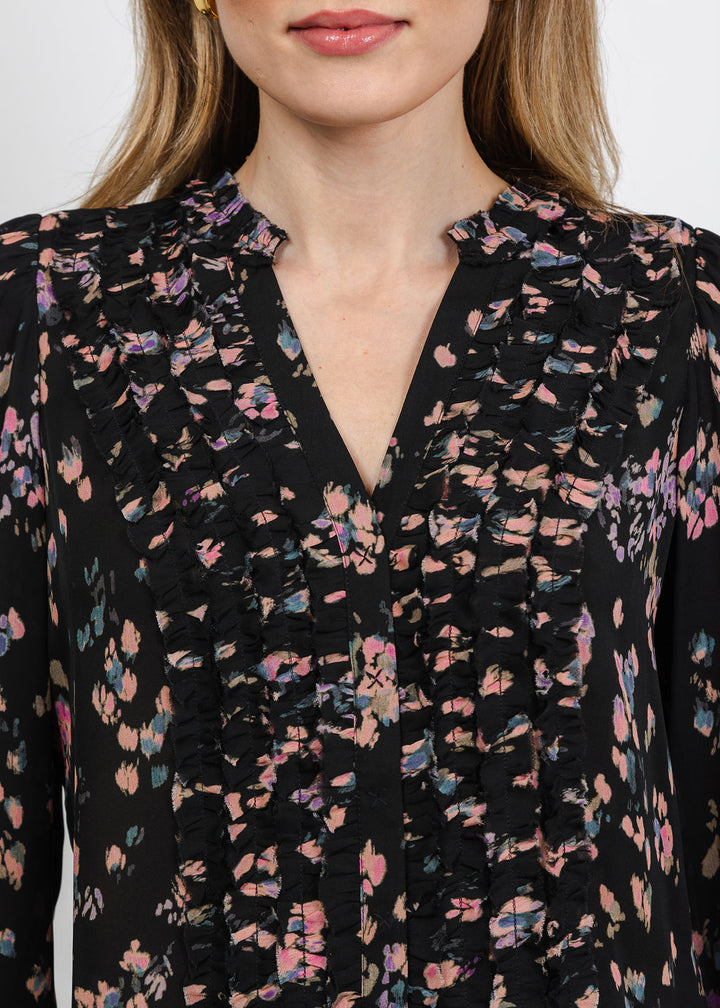 BK Go Get Ready Ruffle Print Shirt in Petal Toss available at Barbara Katz