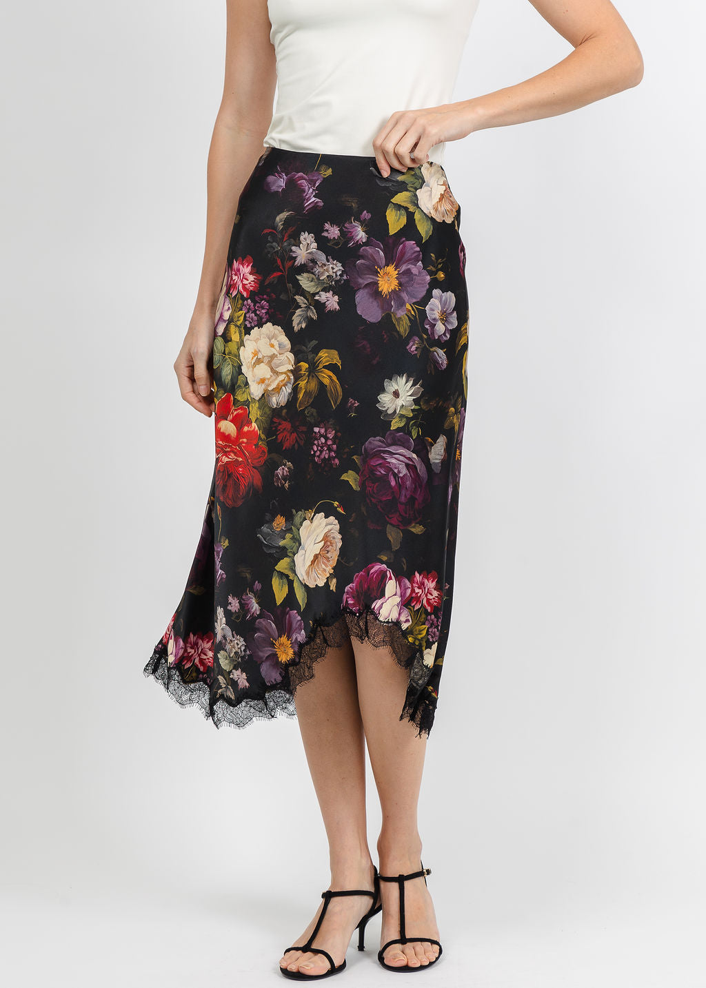 BK Go Lacey Printed Le Skirt in War of the Roses available at Barbara Katz