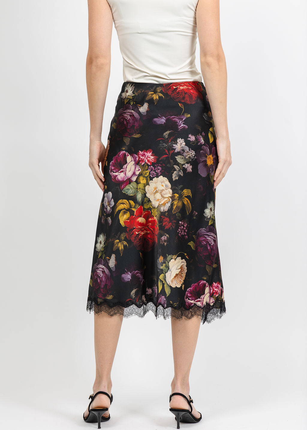 BK Go Lacey Printed Le Skirt in War of the Roses available at Barbara Katz