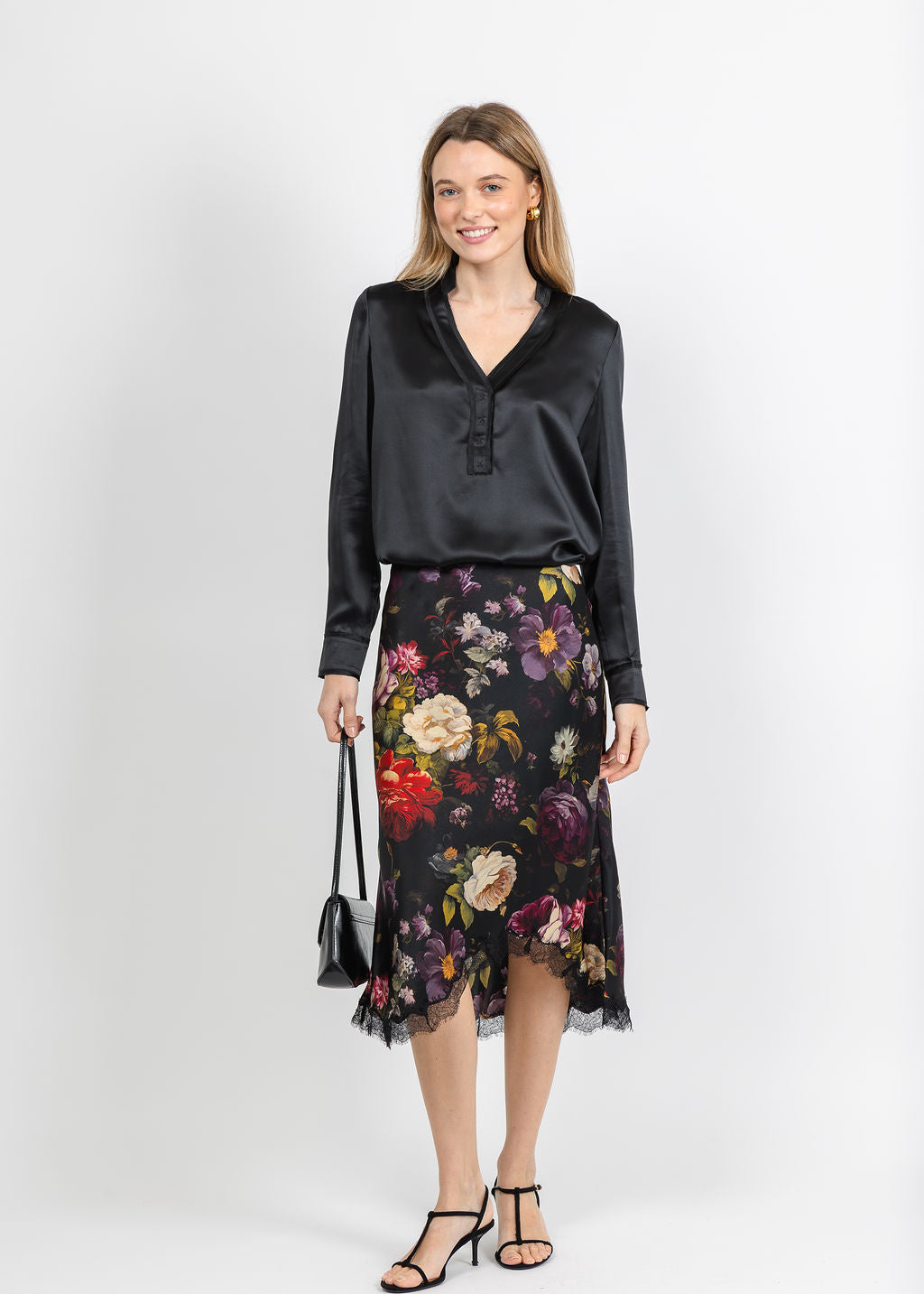 BK Go Lacey Printed Le Skirt in War of the Roses available at Barbara Katz