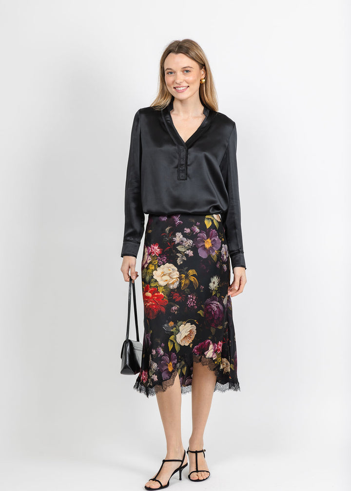 BK Go Lacey Printed Le Skirt in War of the Roses available at Barbara Katz