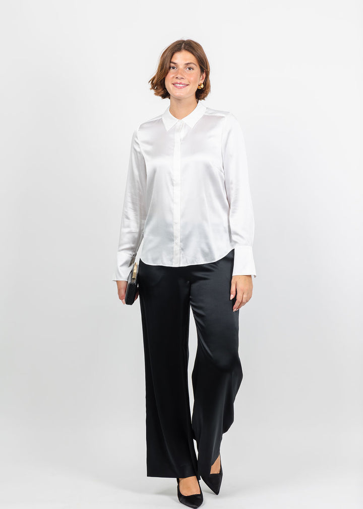 BK Go Le Blouse Slim in White paired wtih Go Piazza Pants in Black available at Barbara Katz