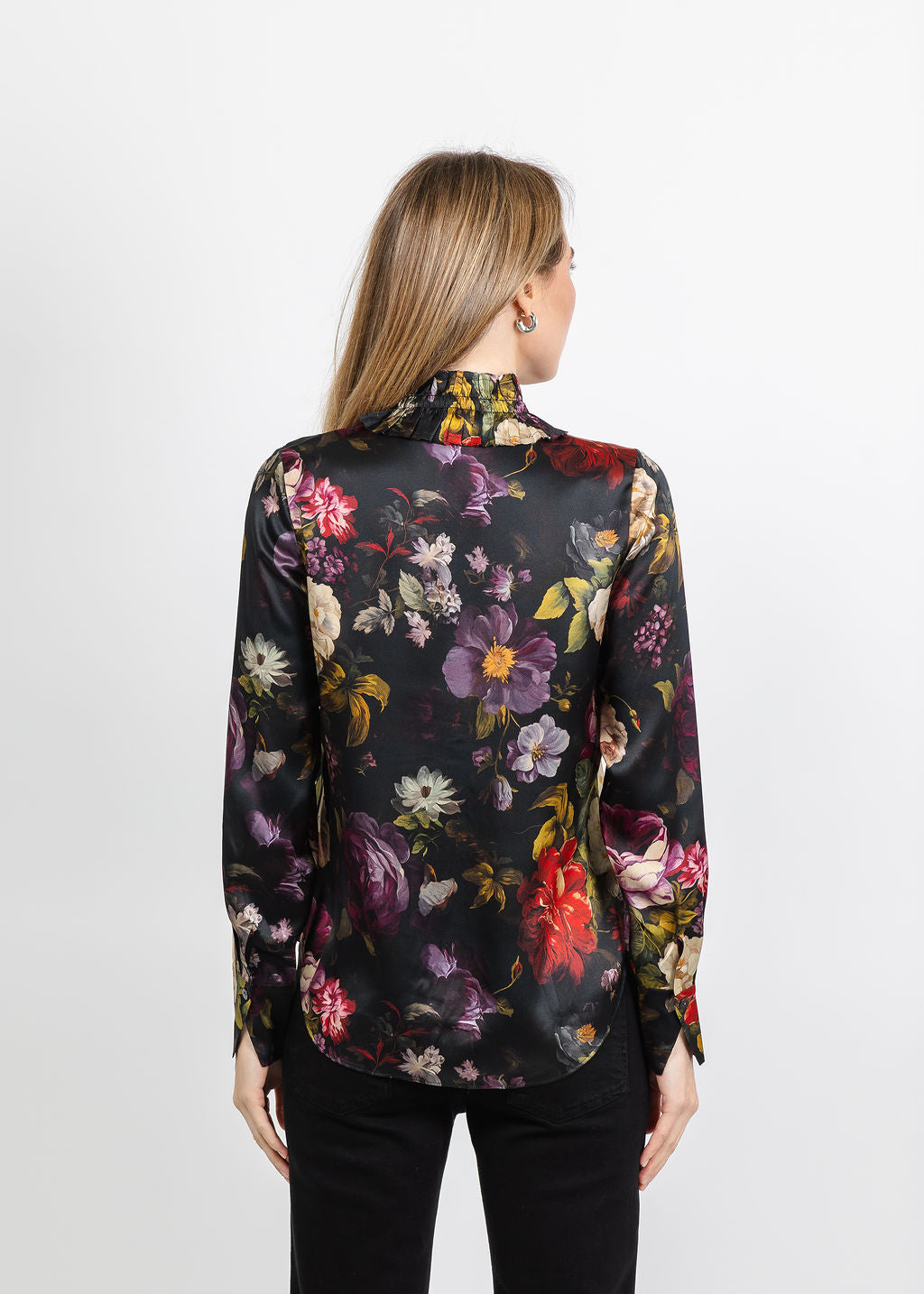 BK Go Luxe Soiree Printed Soiree Blouse in War of the Roses available at Barbara Katz