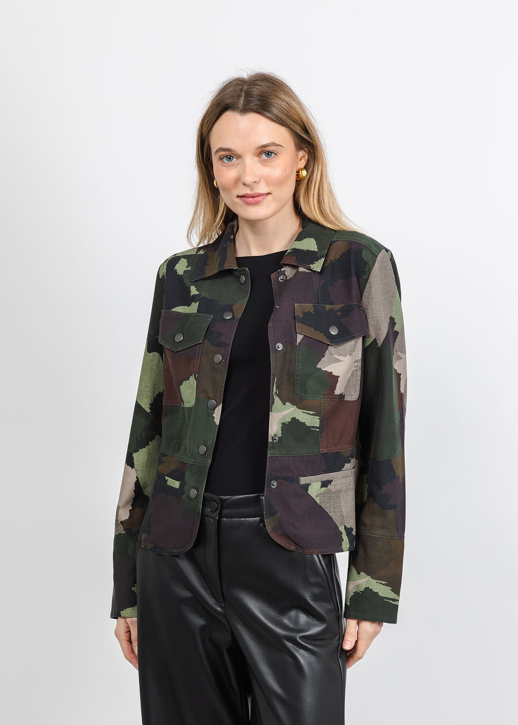 BK Go Military Printed Jacket in Army available at Barbara Katz