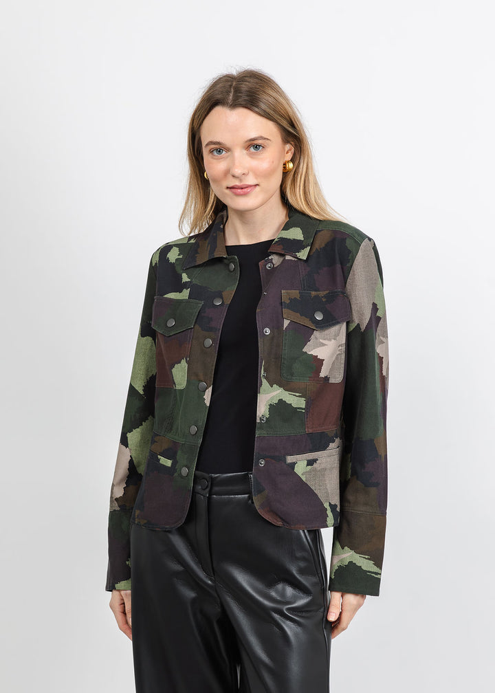 BK Go Military Printed Jacket in Army available at Barbara Katz