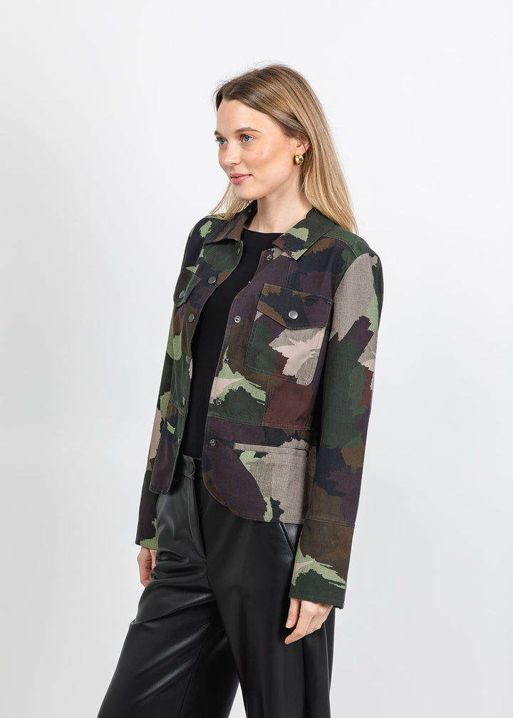 BK Go Military Printed Jacket in Army available at Barbara Katz