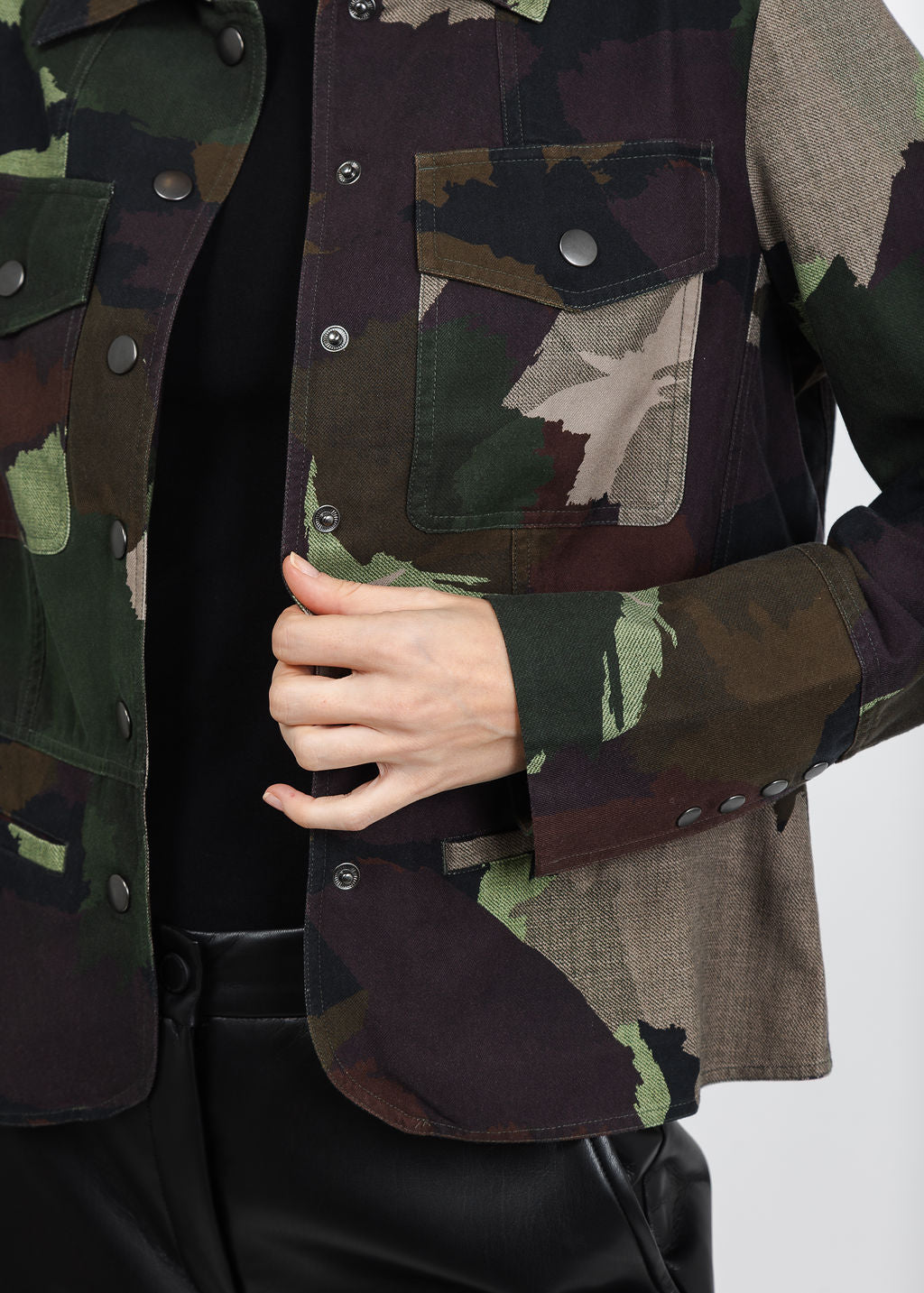 BK Go Military Printed Jacket in Army available at Barbara Katz
