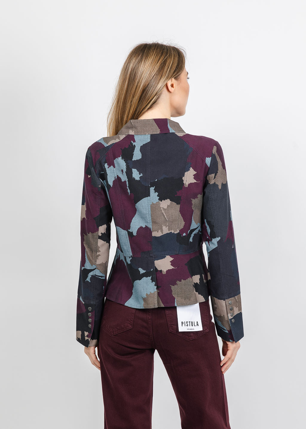 BK Go Military Printed Jacket in Burgundy available at Barbara Katz