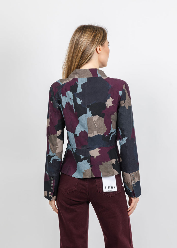 BK Go Military Printed Jacket in Burgundy available at Barbara Katz