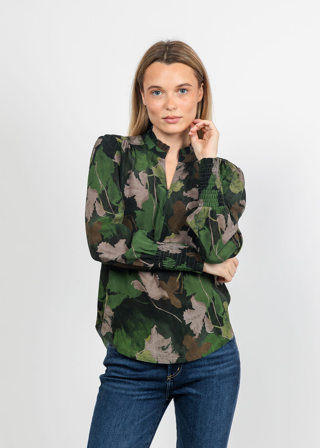 BK Go Soft Spoken Printed Blouse in Field Floral available at Barbara Katz