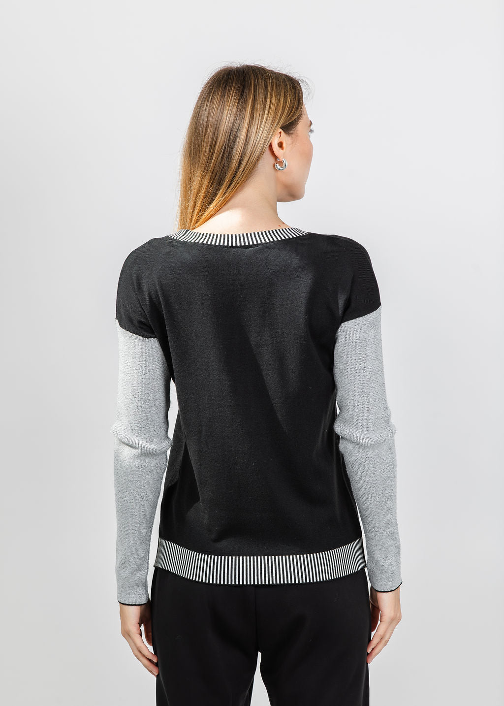 BK Heart Crew Neck Sweater in Black/White available at Barbara Katz