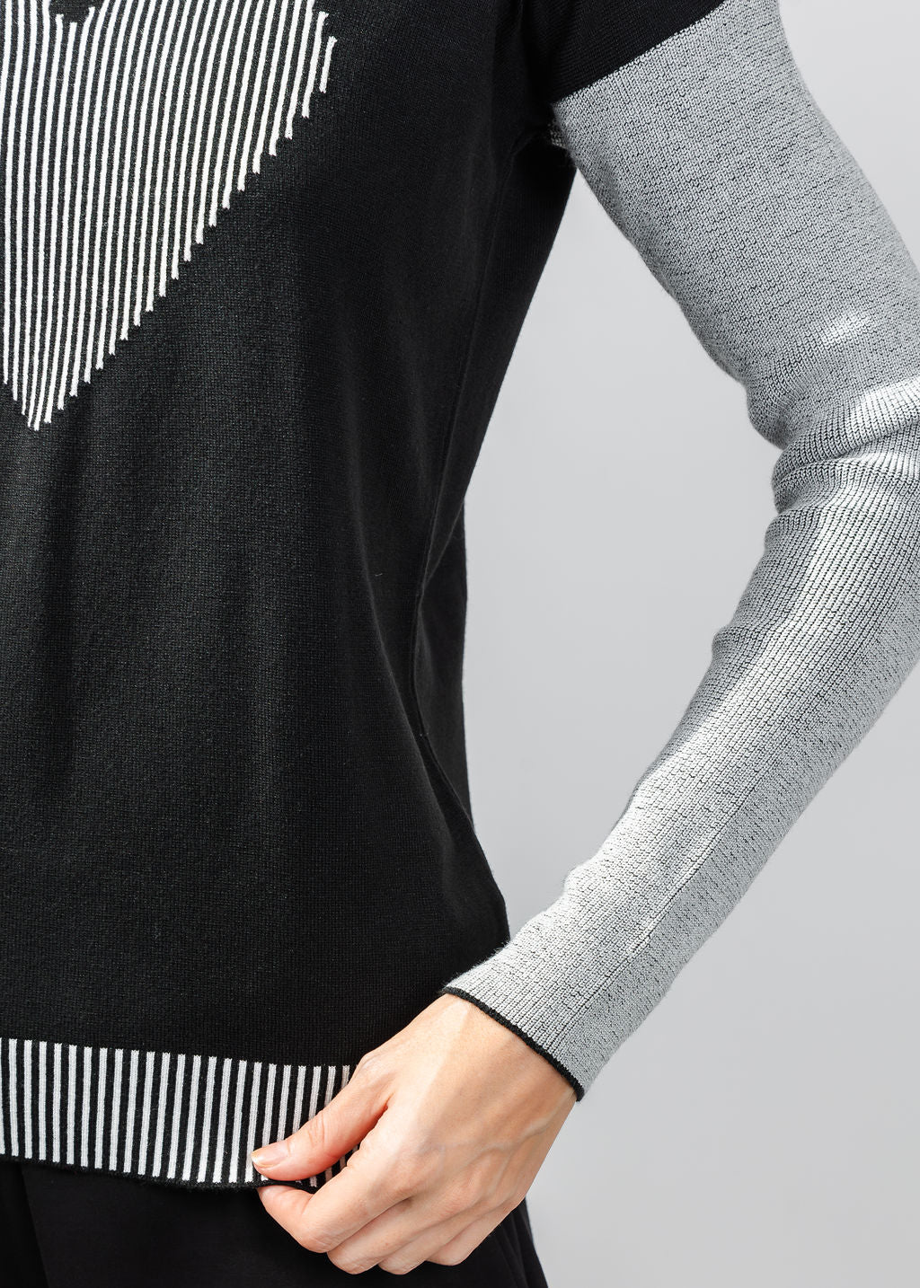 BK Heart Crew Neck Sweater in Black/White available at Barbara Katz