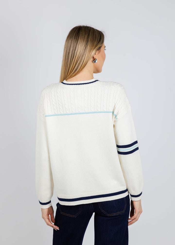 BK Heart Patchwork Cardigan in Ivory available at Barbara Katz