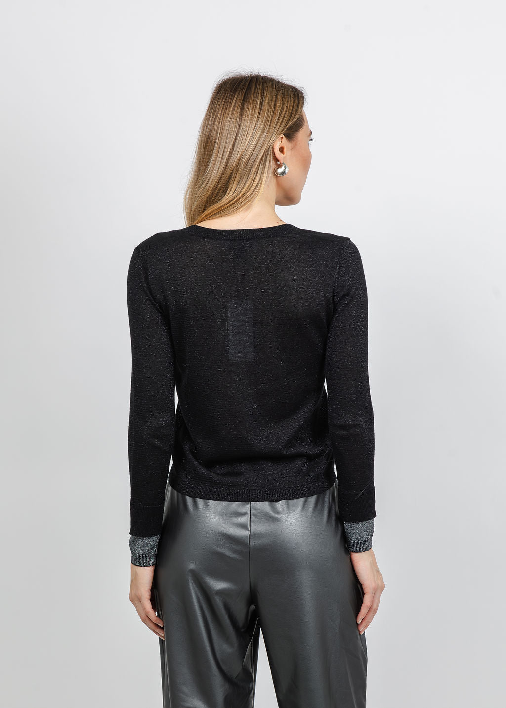 BK Jackeline Metallic Top in Black available at Barbara Katz