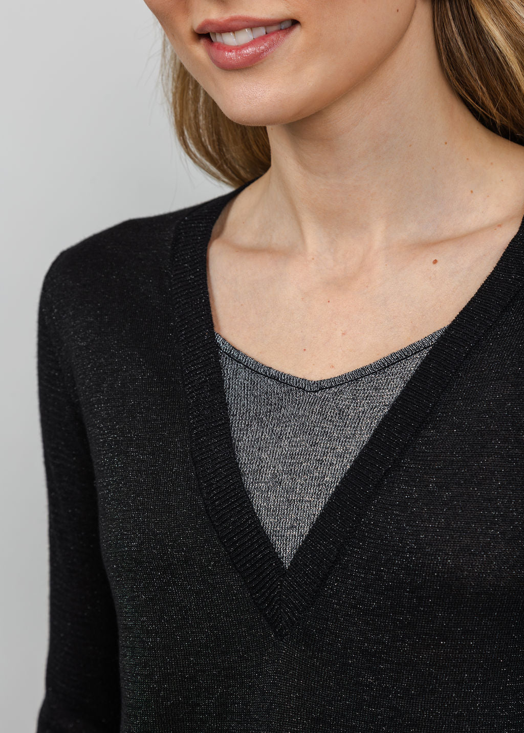BK Jackeline Metallic Top in Black available at Barbara Katz
