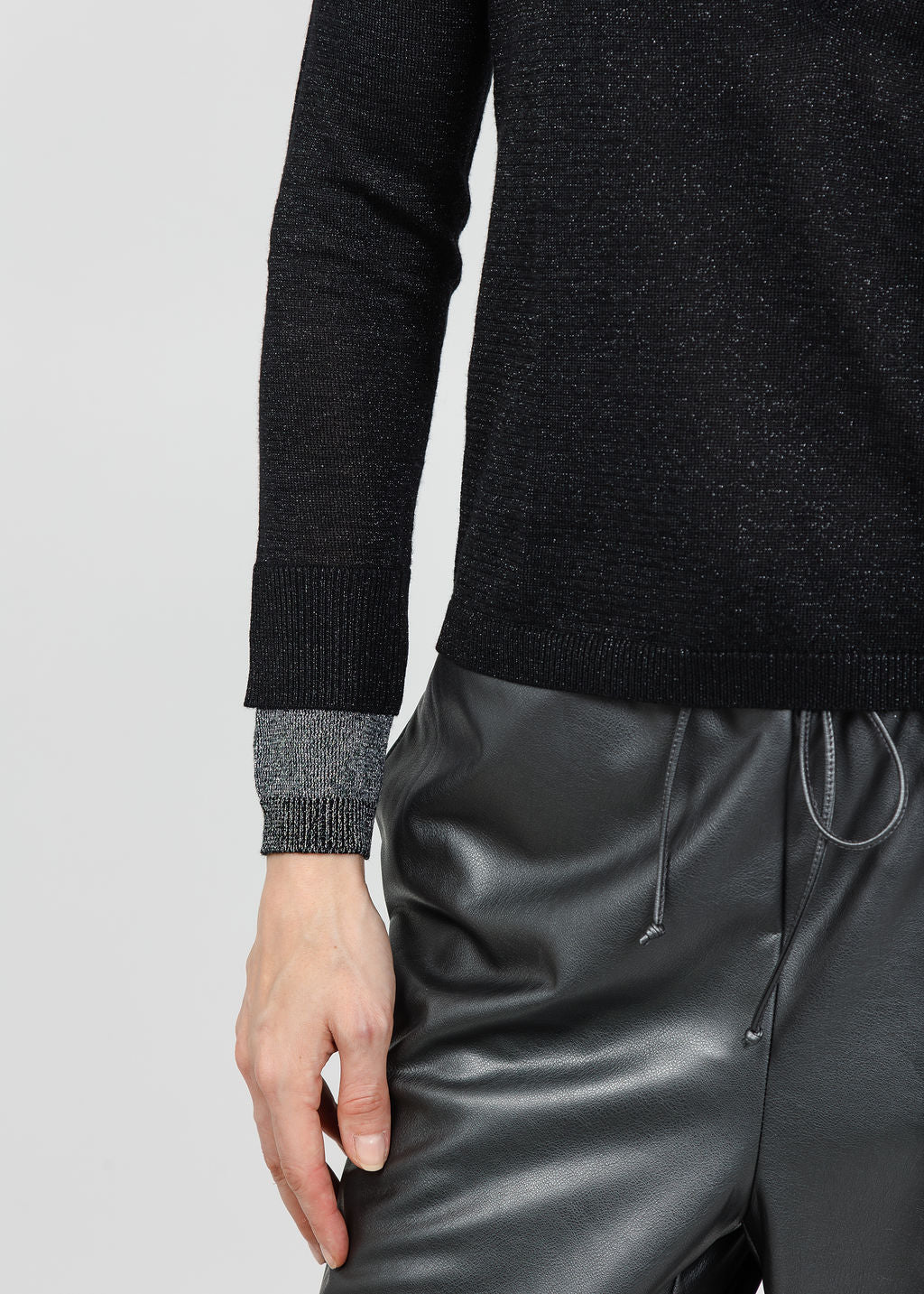 BK Jackeline Metallic Top in Black available at Barbara Katz