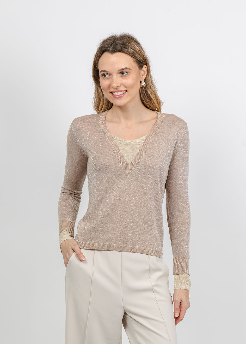 BK Jackeline Metallic Top in Gold available at Barbara Katz