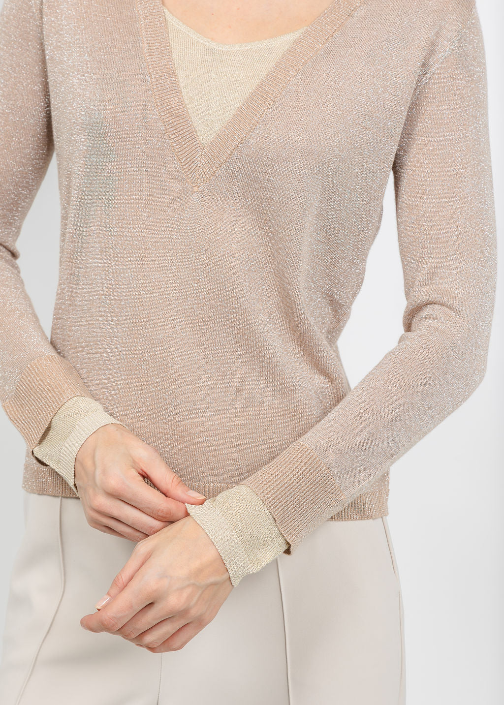 BK Jackeline Metallic Top in Gold available at Barbara Katz