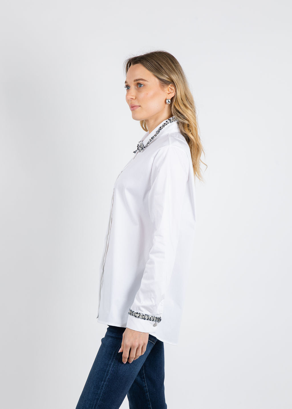 BK Janie Blouse in White available at Barbara Katz