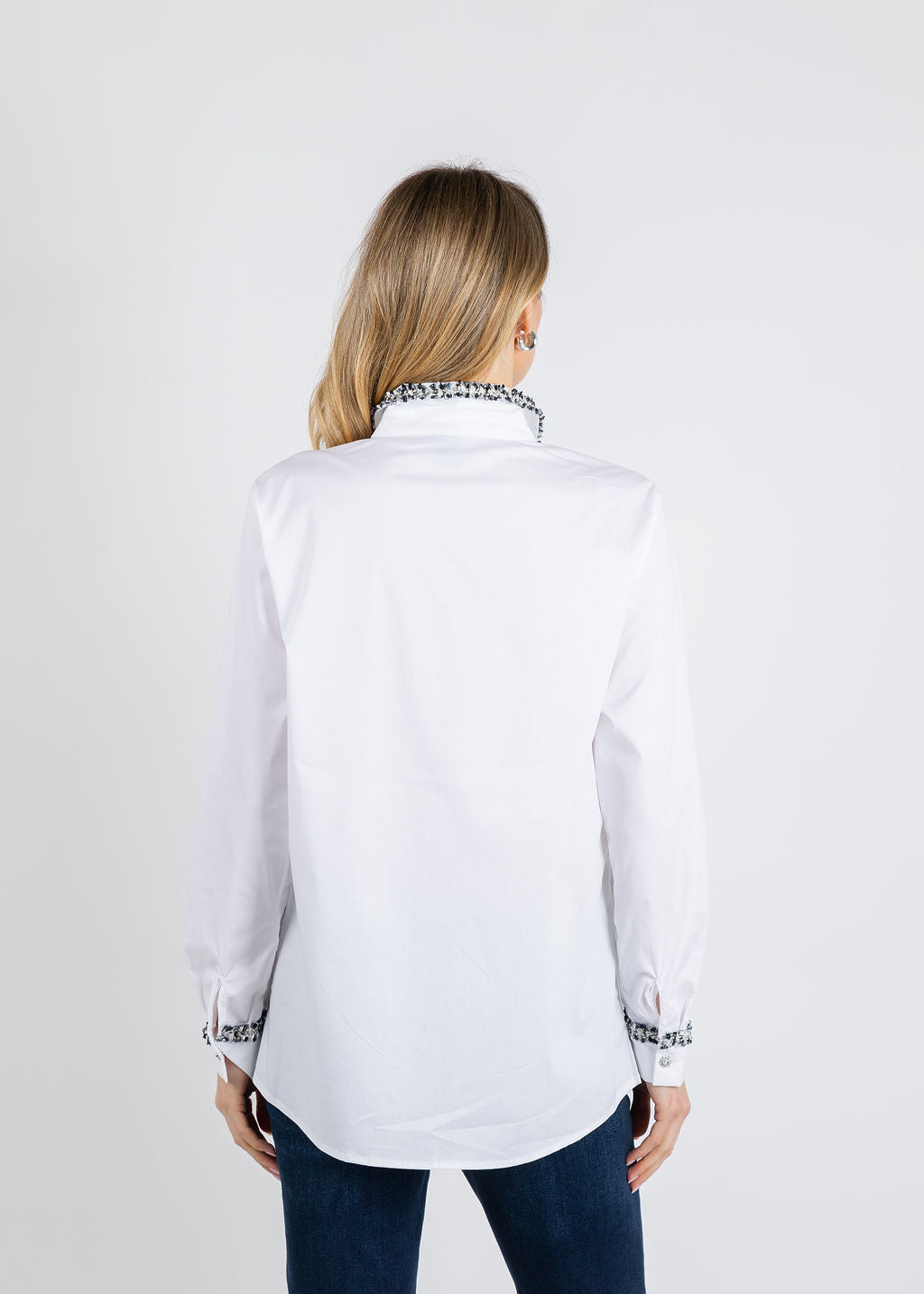 BK Janie Blouse in White available at Barbara Katz