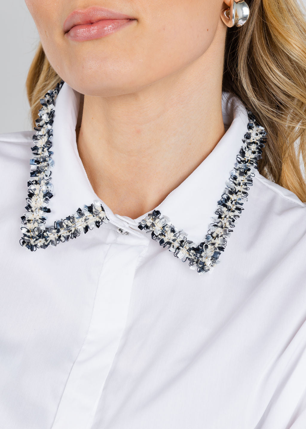 BK Janie Blouse in White available at Barbara Katz