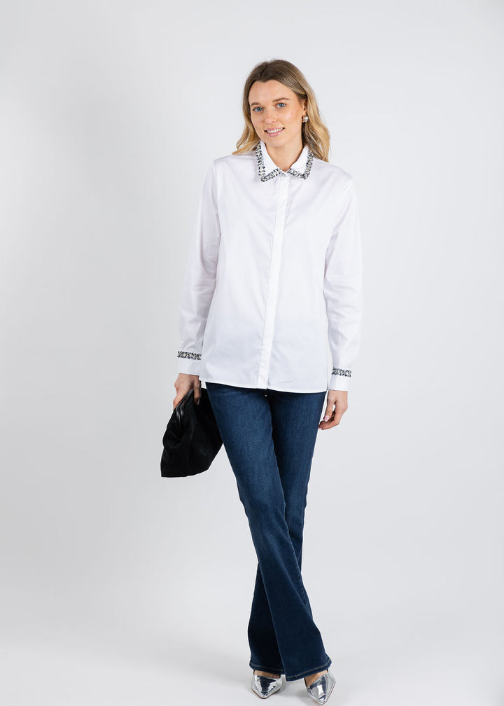 BK Janie Blouse in White available at Barbara Katz