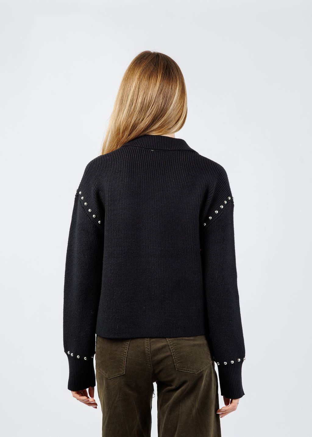 BK Jay Studded Sweater Jacket in Black available at Barbara Katz