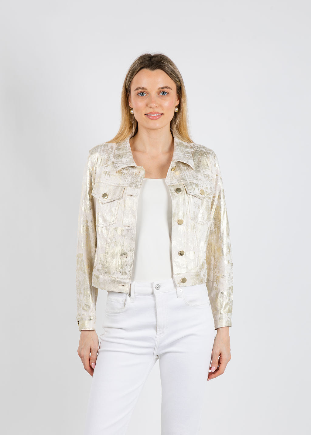 BK Jenna Metallic Jacket in Caffe available at Barbara Katz