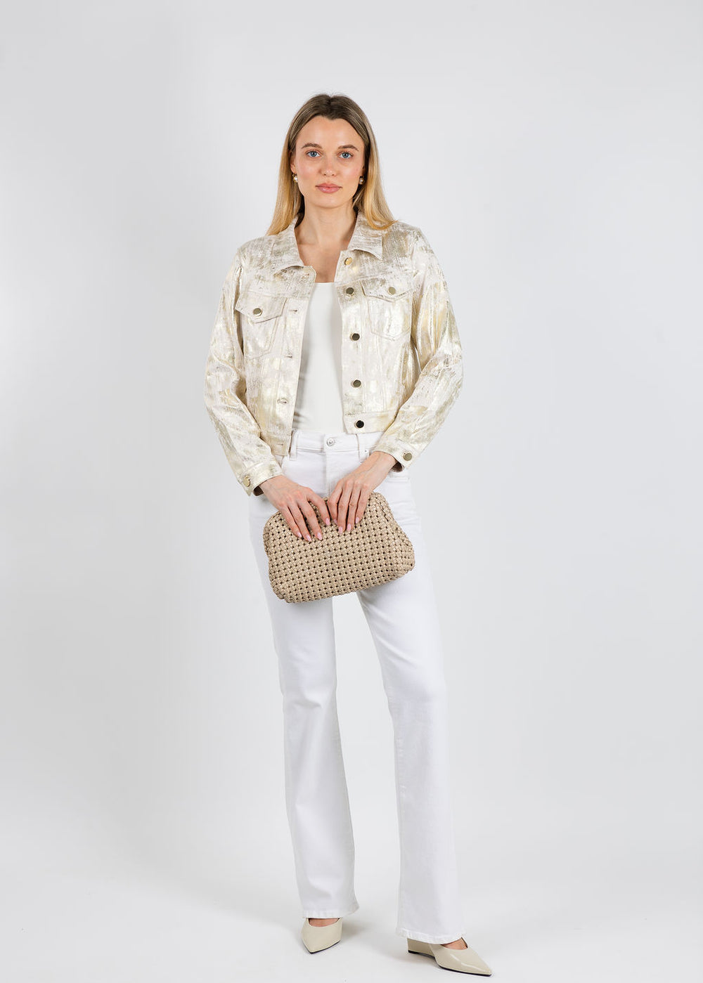 BK Jenna Metallic Jacket in Caffe available at Barbara Katz