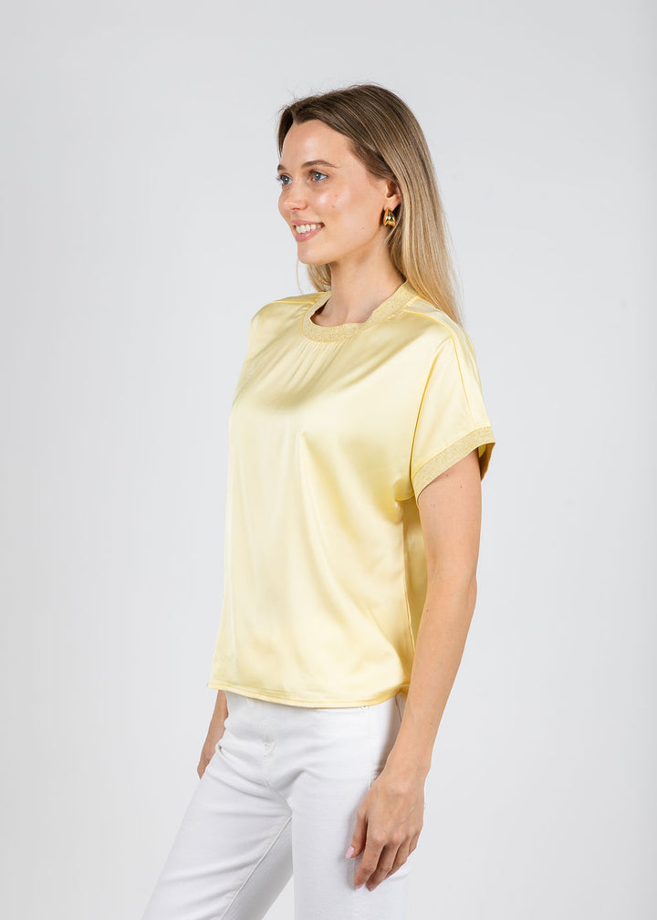 BK Jonah Crew Neck Trim Top in Yellow available at Barbara Katz