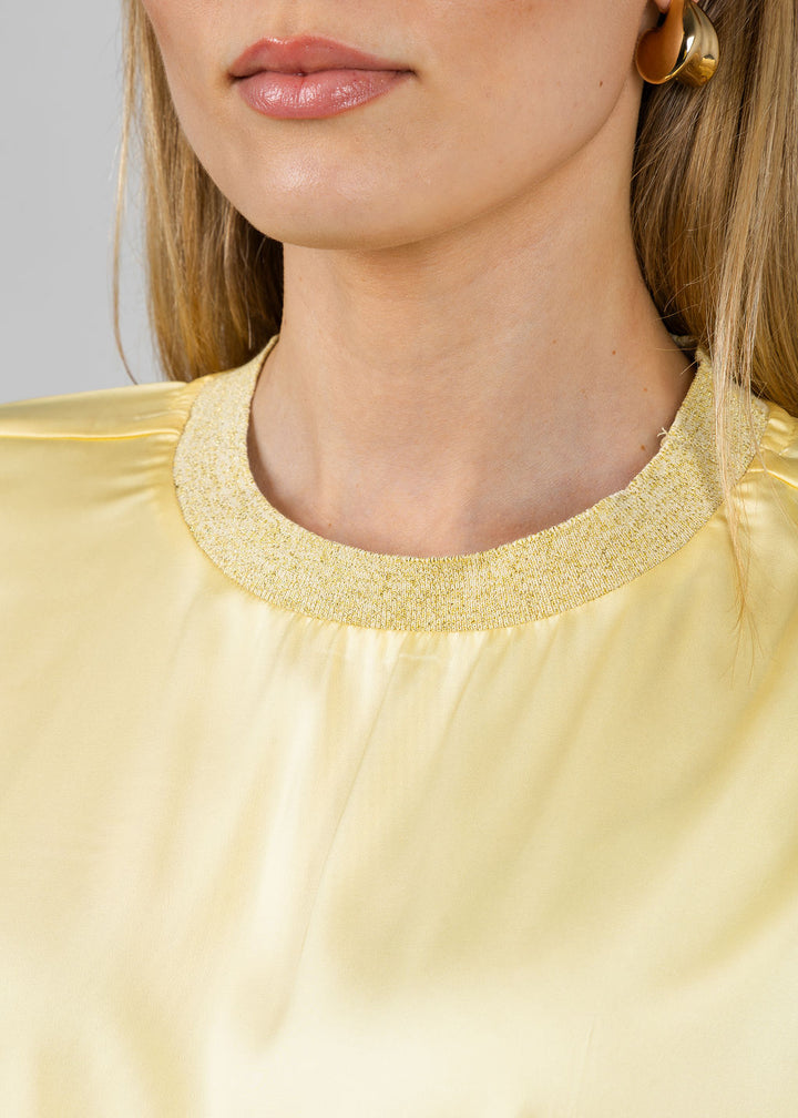BK Jonah Crew Neck Trim Top in Yellow available at Barbara Katz