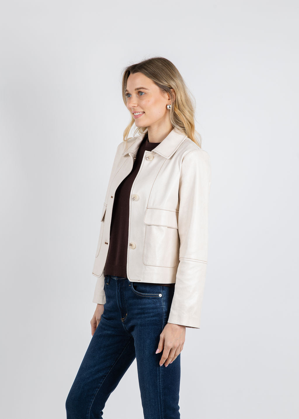 BK Kelly Jacket With Pocket in Caffe Latte available at Barbara Katz